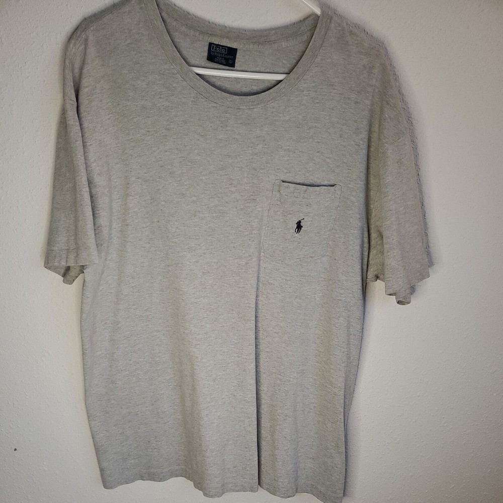 Polo Ralph Lauren Mens Heather Gray Short Sleeve T-Shirt Blue Pony Logo Size L